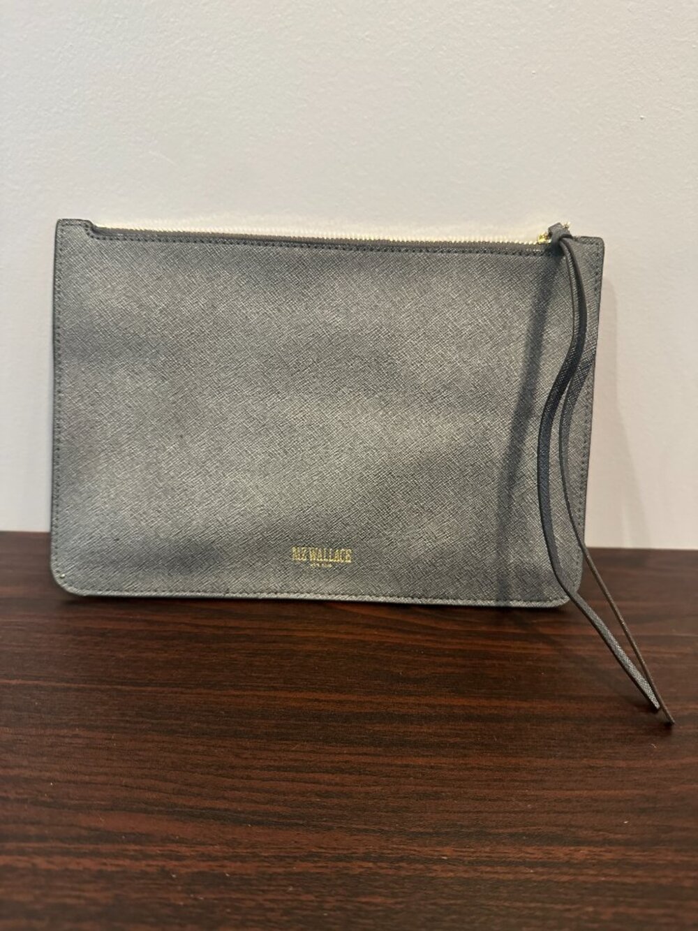 MZ Wallace Angus Glitter Pouch Clutch Gunmetal Leather NWOT - Picture 2 of 4